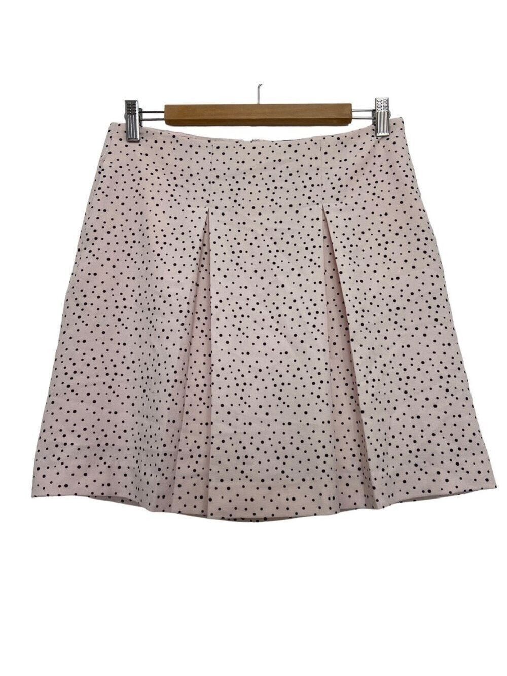 Rw&co light pink mini skirt pleated black dots lining zip size 4